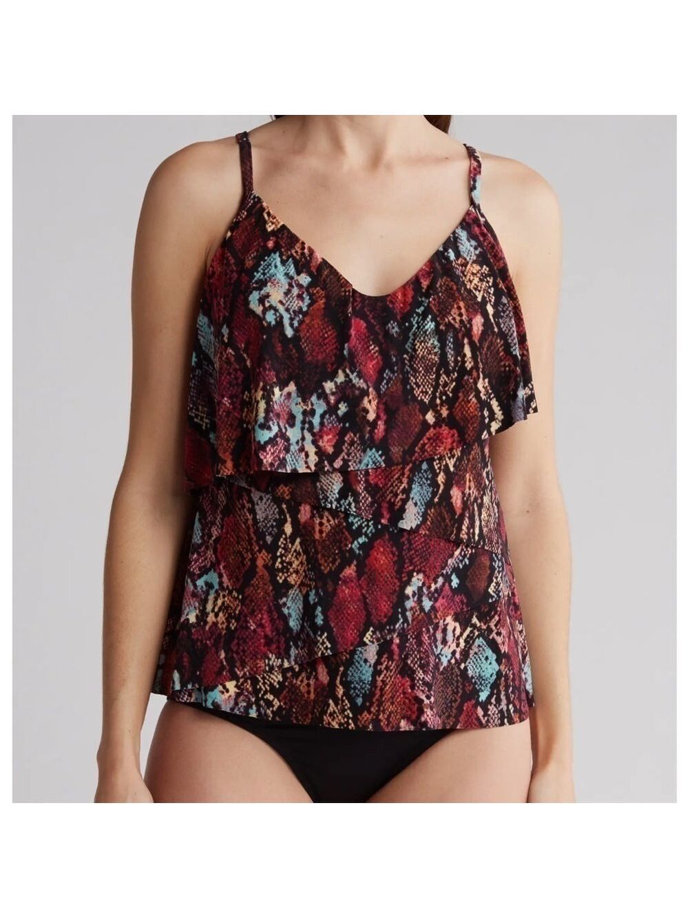MagicSuit Queen Cobra Chloe Tankini Top in Black and brown Size 12